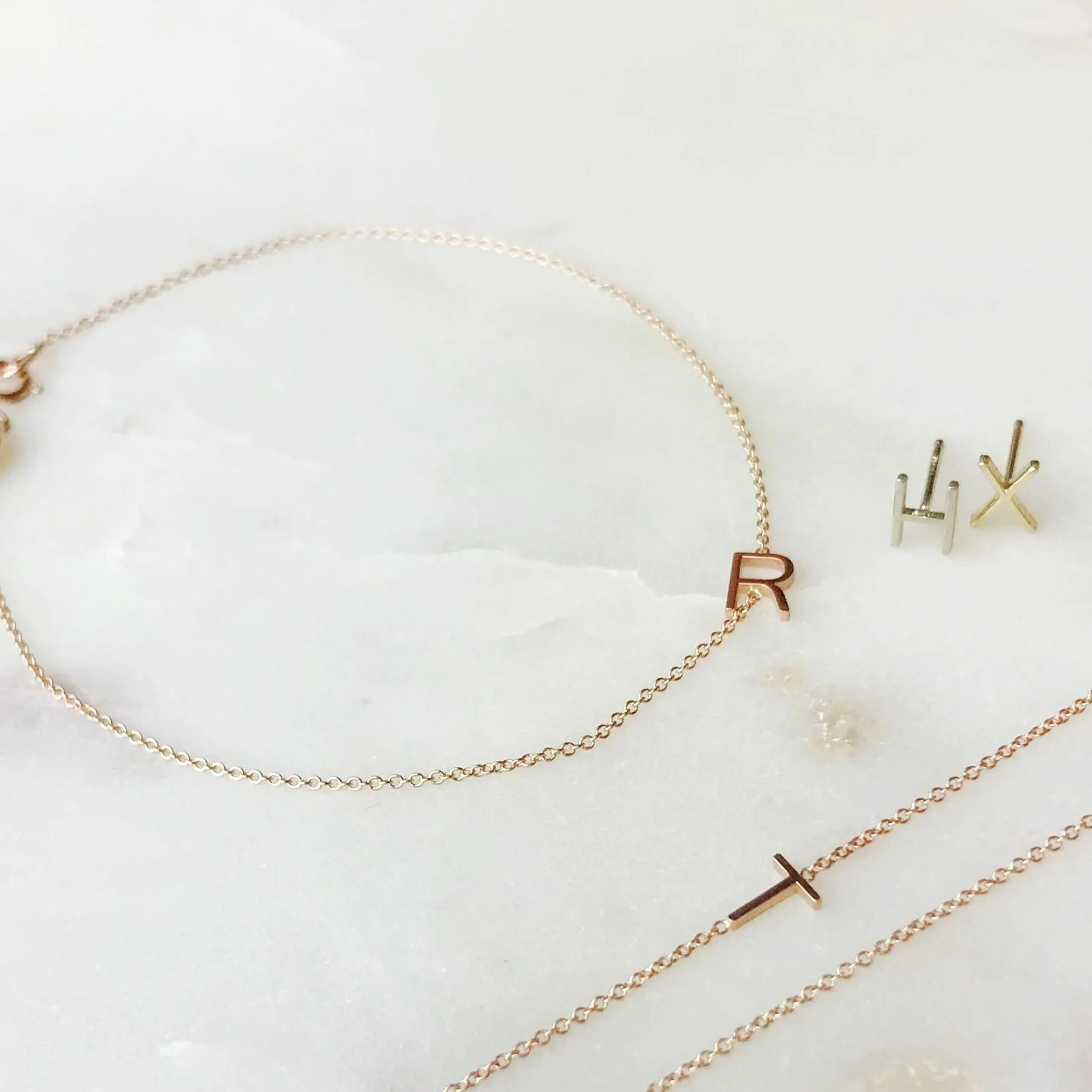14K Gold Letter Stud