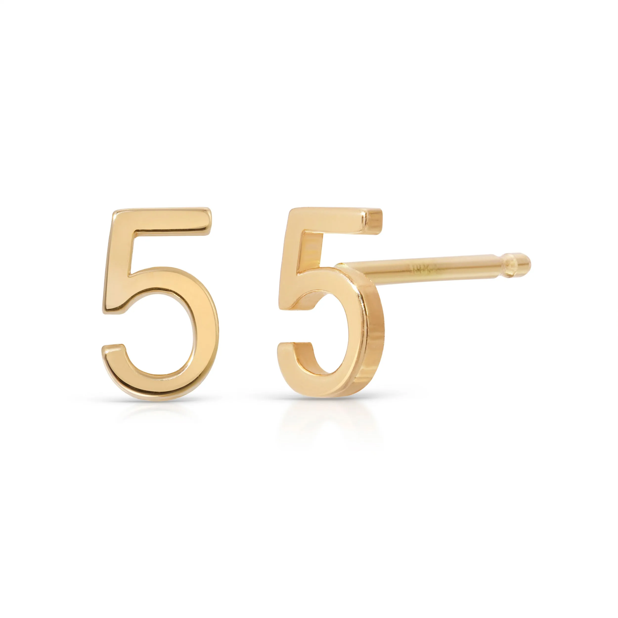 14K Gold Number Stud