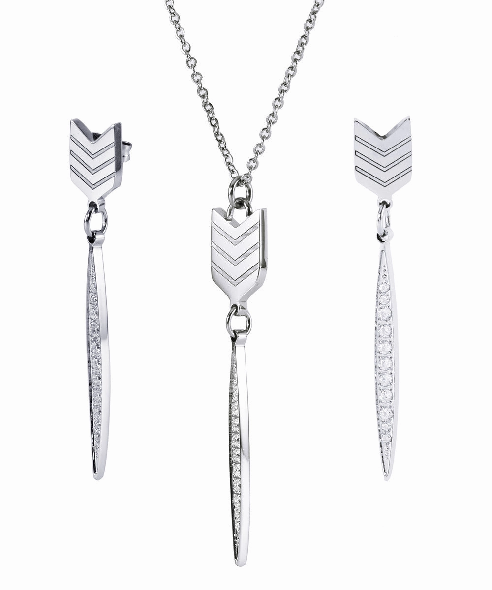 Addison 18k White Gold Plated Arrow Dangle Earrings and Necklace Set  Final Sale