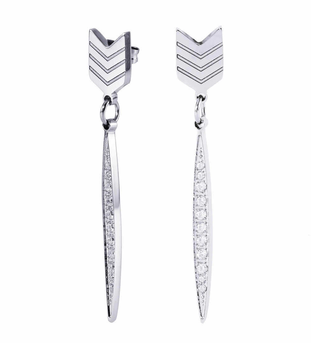 Addison 18k White Gold Plated Arrow Drop Dangle Earrings with Simulated Diamond Crystals  Final Sal