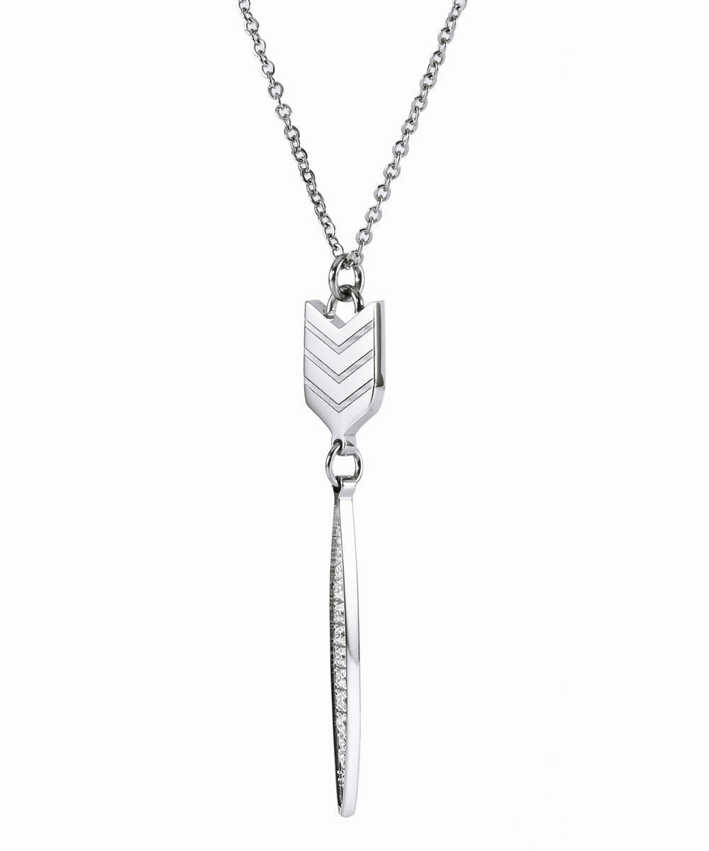 Addison 18k White Gold Plated Arrow Drop Necklace with Simulated Diamond Crystals  Final Sale