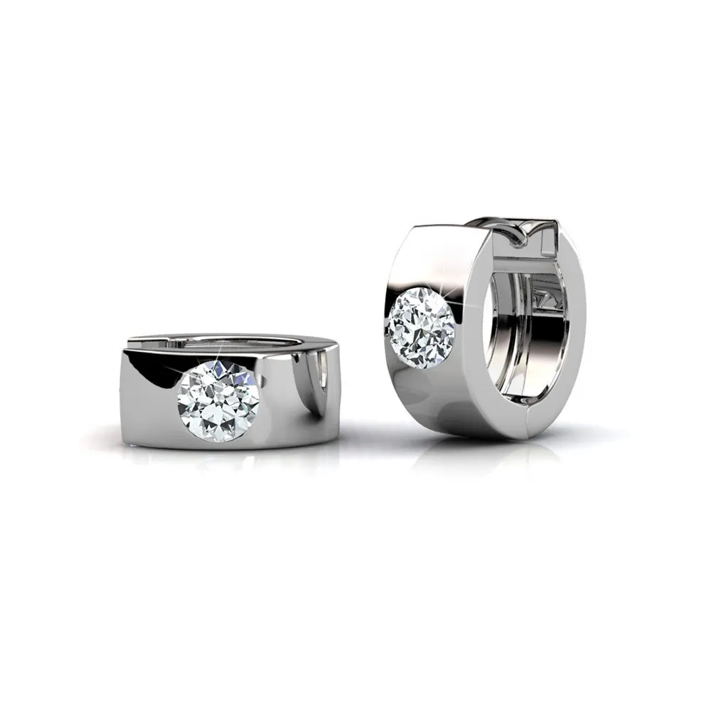Alana 18k White Gold Plated Small Hoop Earrings with Swarovski Crystals  Final Sale
