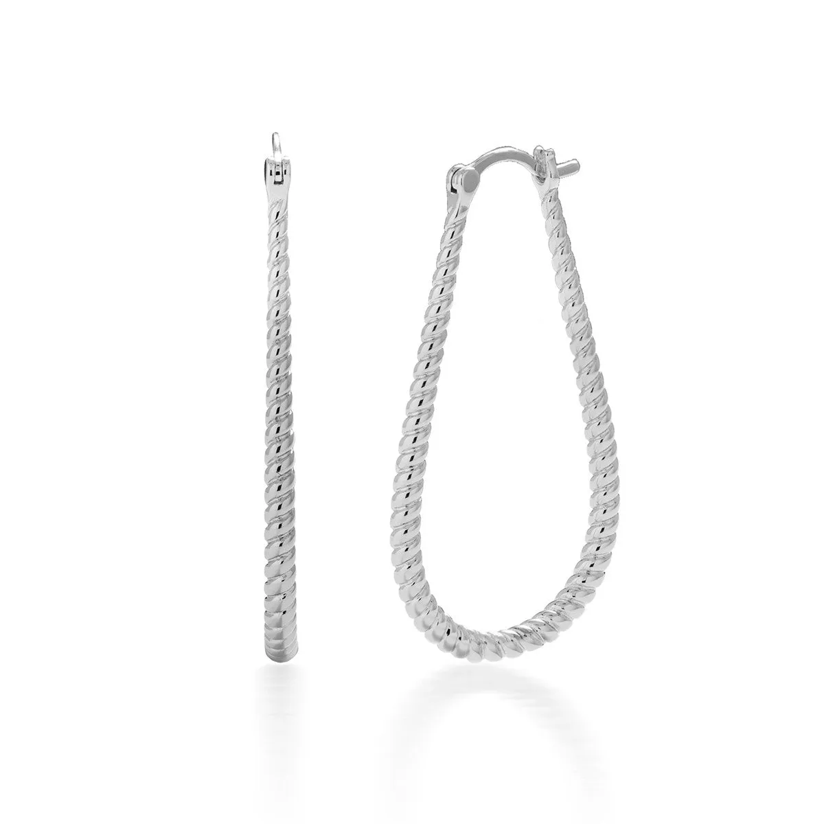 Angelica 18k White Gold Plated Twisted U-Shaped Hoop Earrings