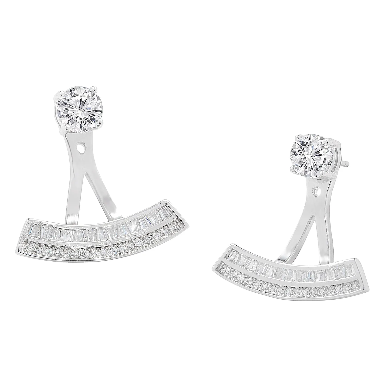 Aria 18k White Gold Plated Silver Drop Earrings with Simulated Diamond Crystals  Final Sale