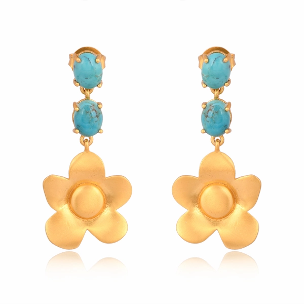 Beachside Bloom Drop Earrings - Turquoise