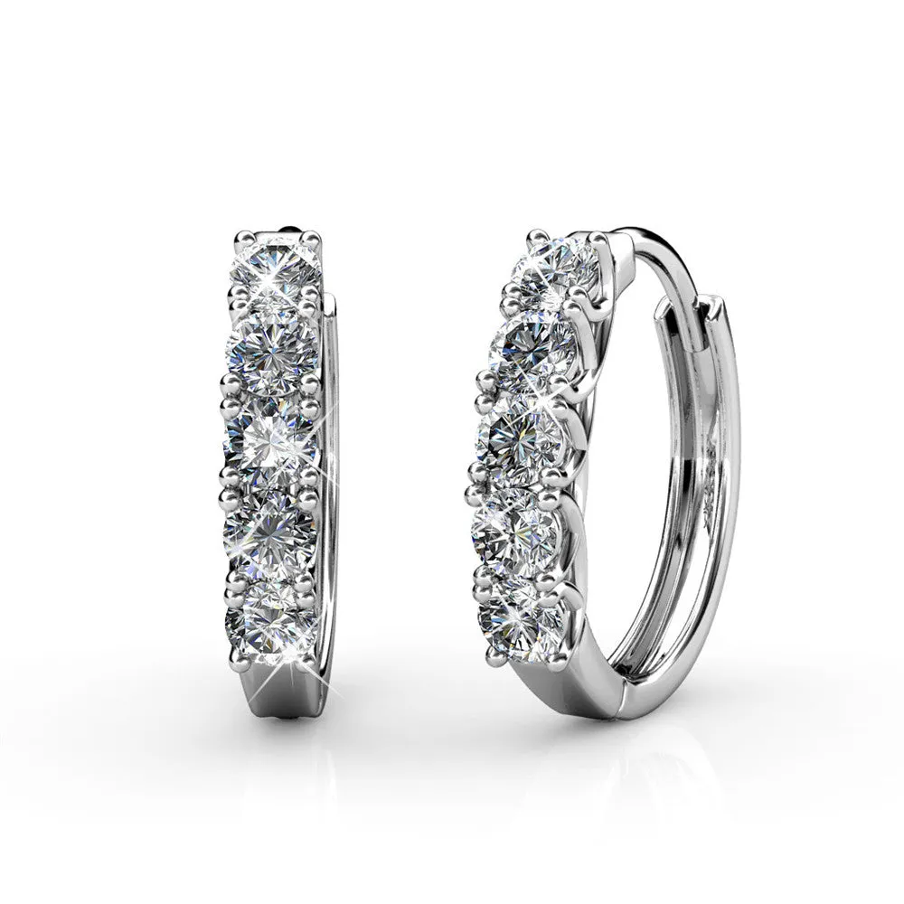 Bethany 18k White Gold Plated 15mm Hoop Crystal Earrings with Swarovski Crystals
