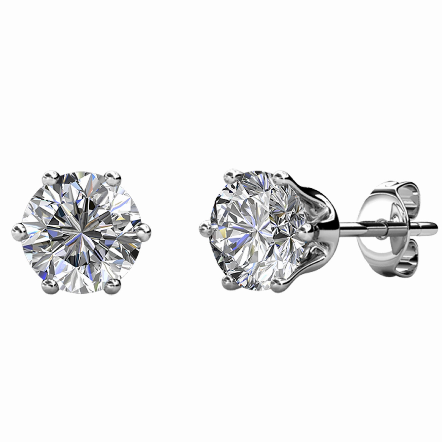 Birthstone Earrings 18k White Gold Plated Stud Earrings with 1CT Solitaire Swarovski Crystals