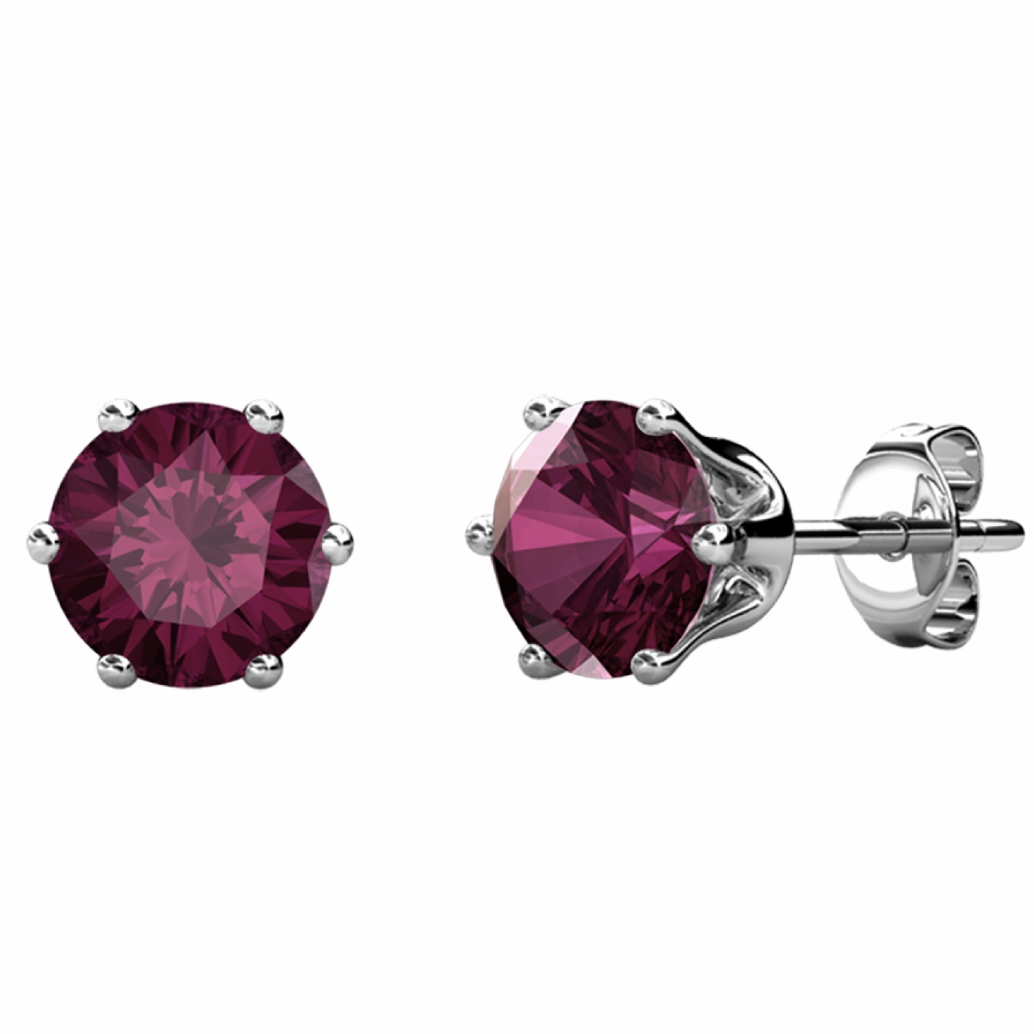 Birthstone Earrings 18k White Gold Plated Stud Earrings with 1CT Solitaire Swarovski Crystals