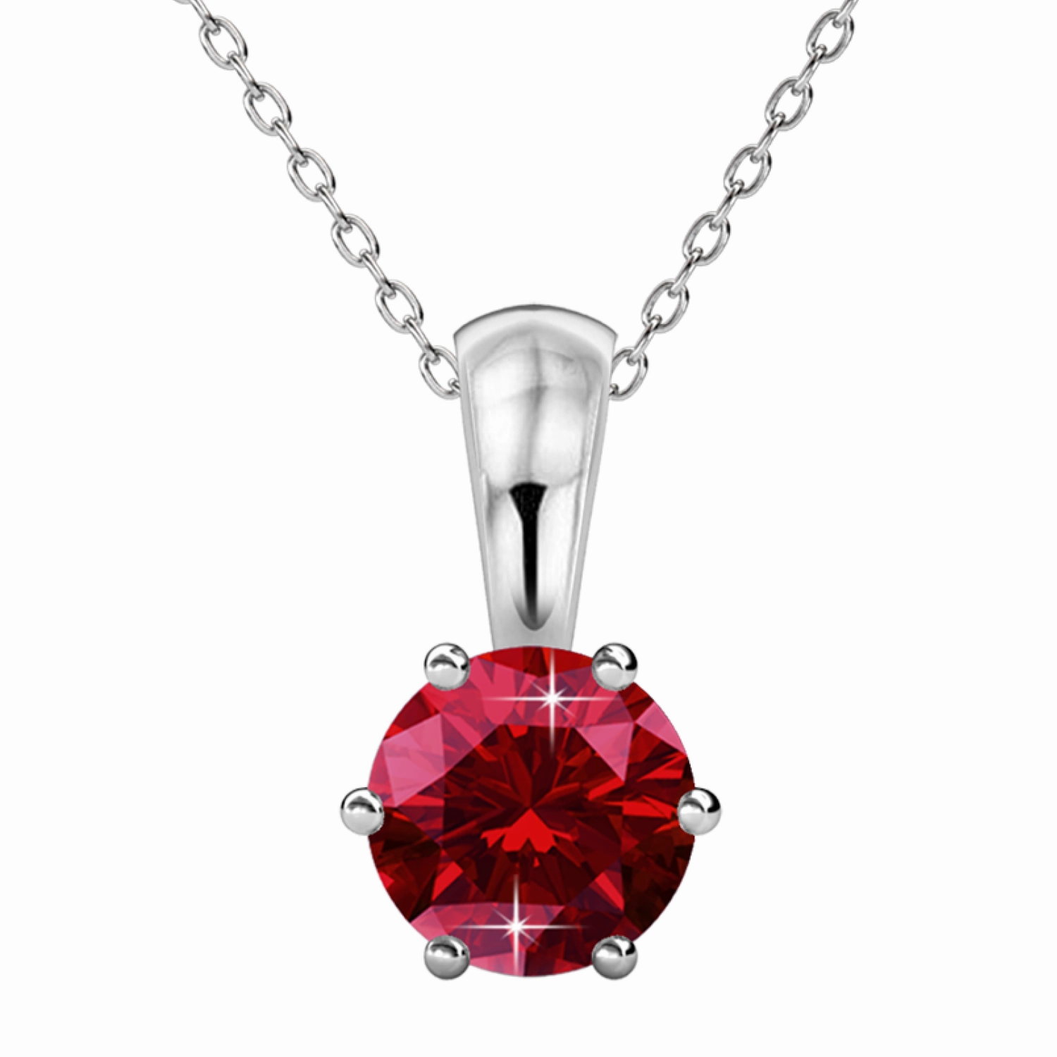 Birthstone Necklace 18k White Gold Plated Solitaire Necklace with 1CT Swarovski Crystal