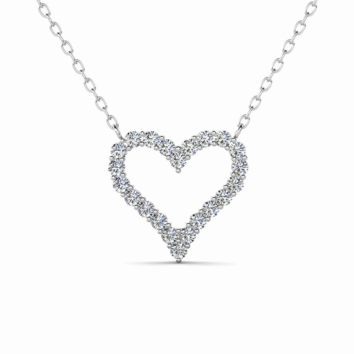 Bristol 18k White Gold Plated Heart Necklace with Swarovski Crystals