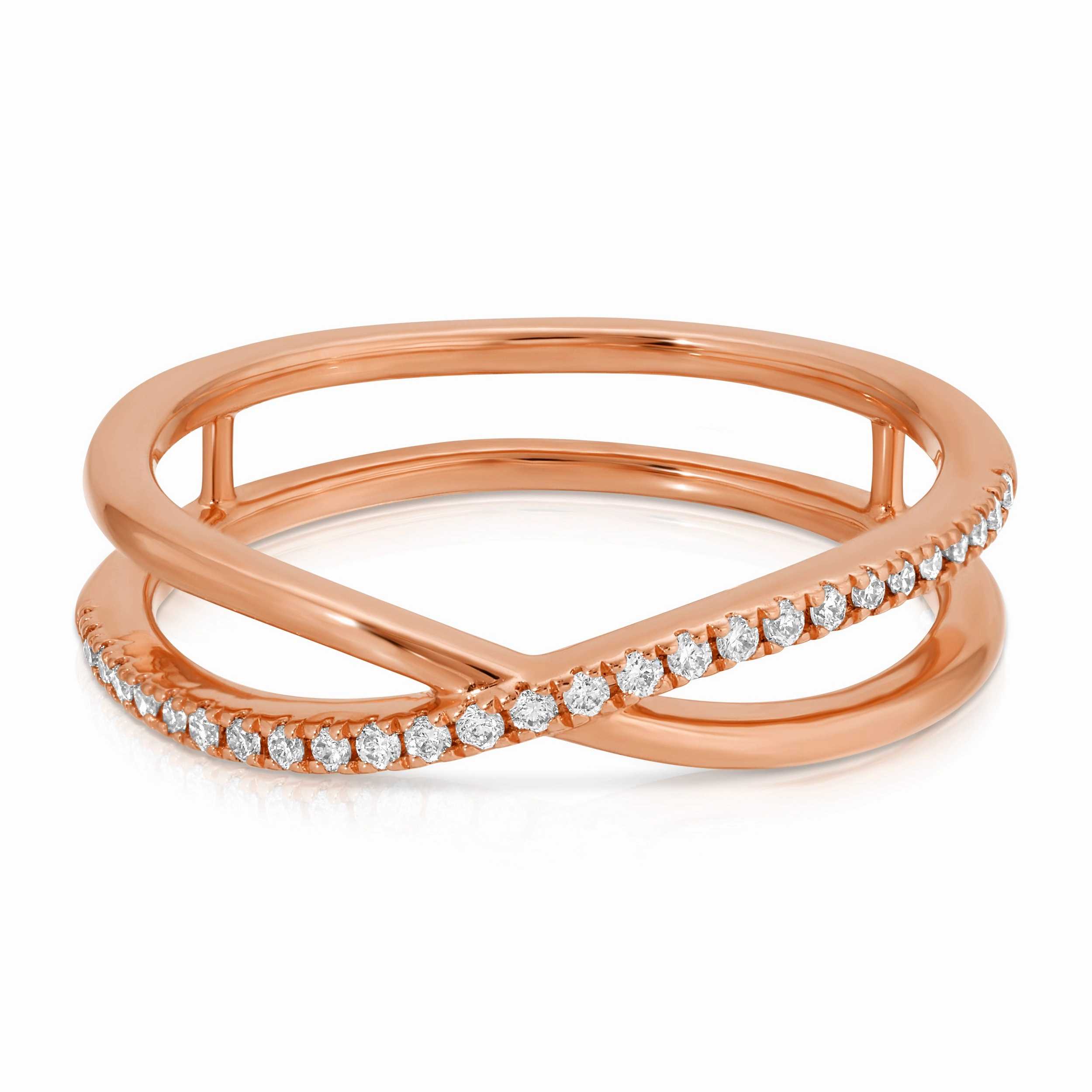Criss-Cross Diamond Duo Ring
