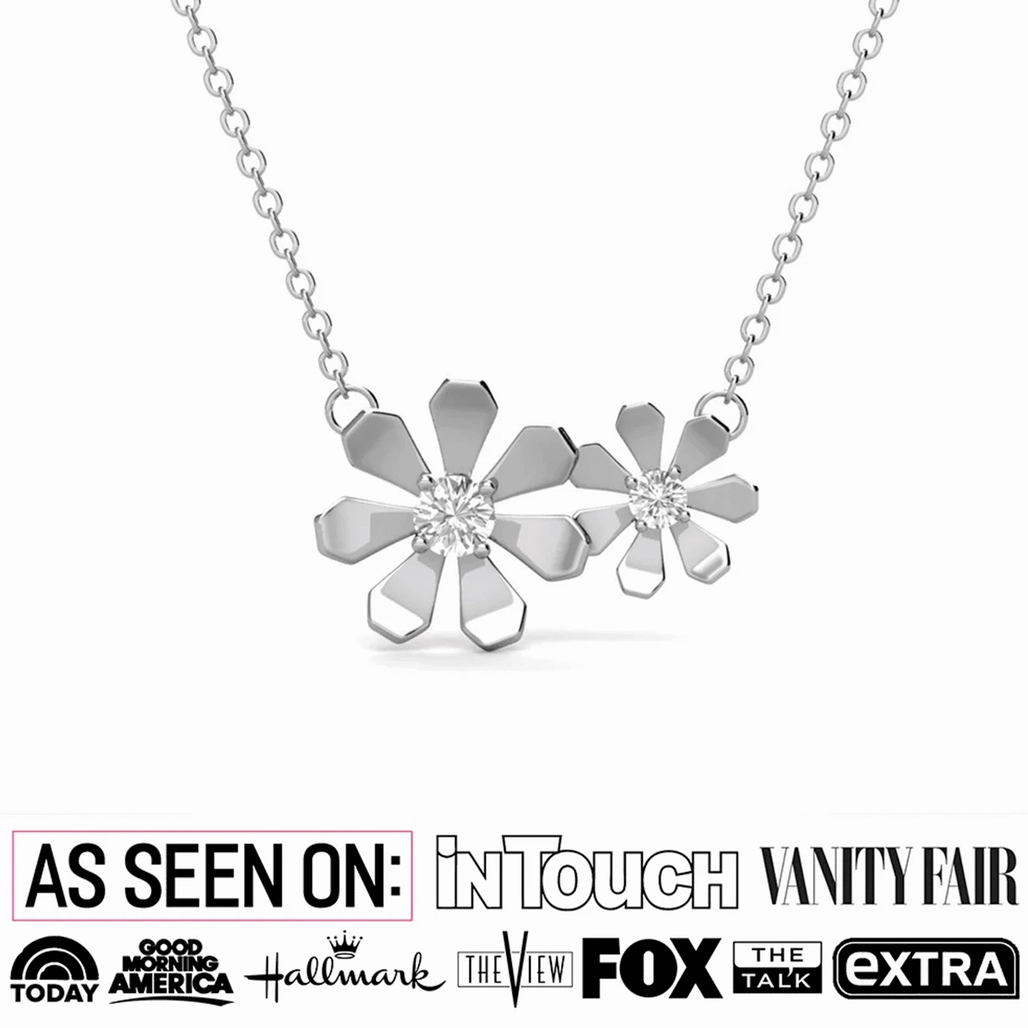 Daisy 18k White Gold Plated Flower Necklace with Swarovski Crystals