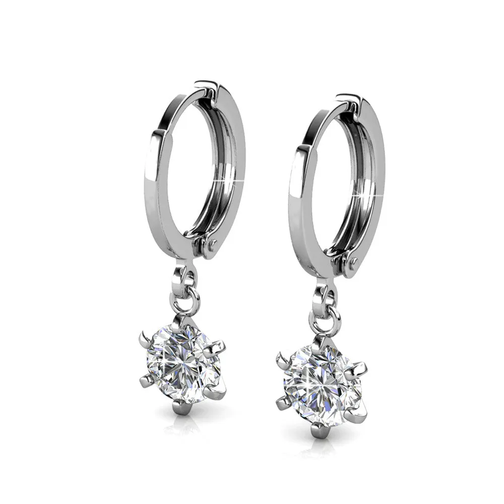 Davina 18k White Gold Plated Hoop Dangle Earrings with Swarovski Crystals  Final Sale