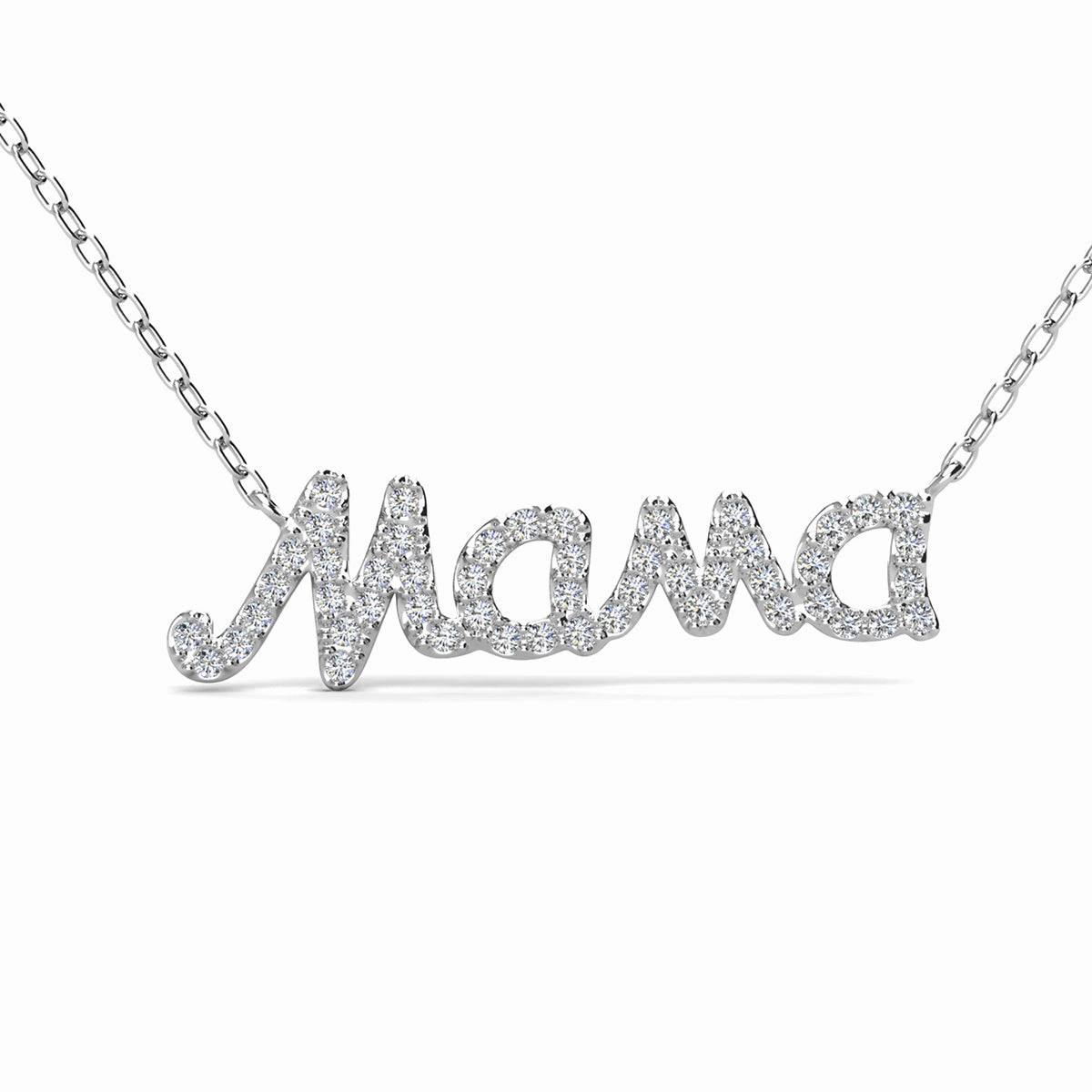Dorothy 18k White Gold Plated Mama Necklace with Swarovski Crystals