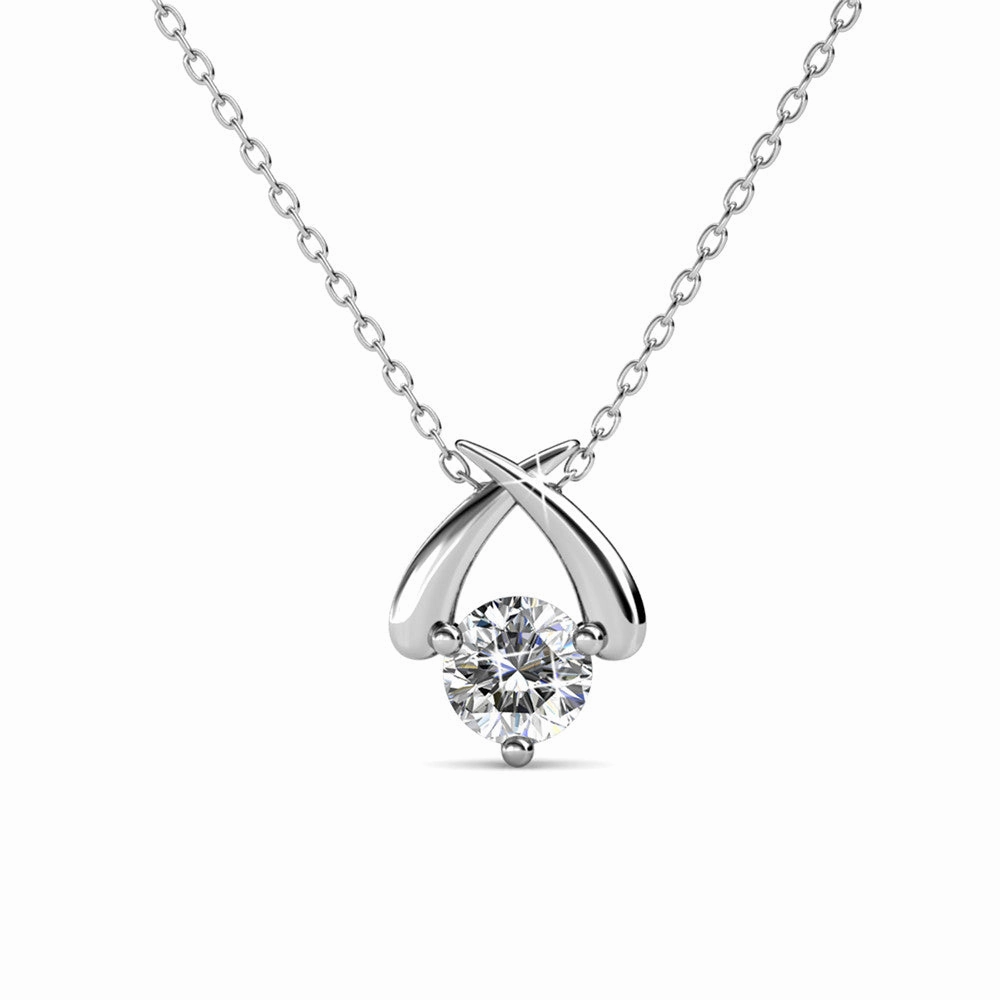 Eloise 18k White Gold Plated Pendant Necklace with Round Cut Swarovski Crystal