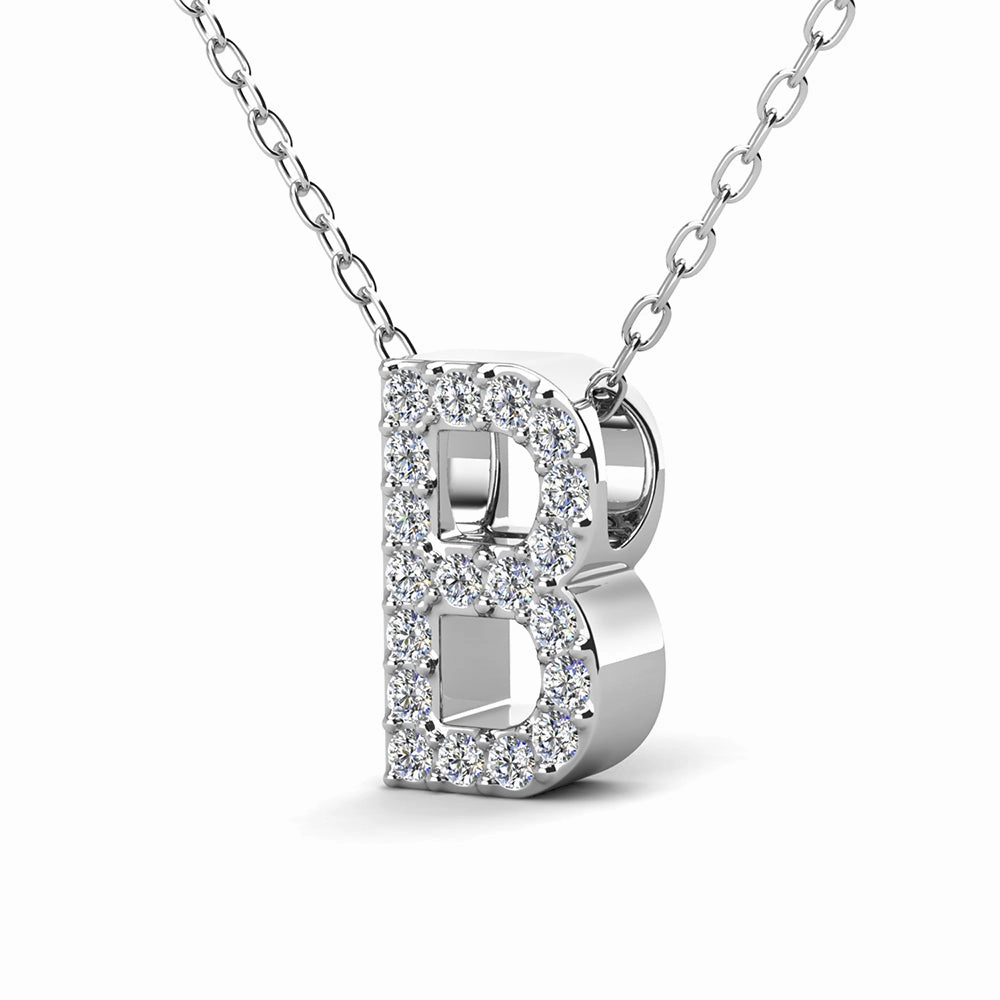 Ethereal Collection 18k White Gold Plated Initial Letter Pendant Necklace with Swarovski Crystals