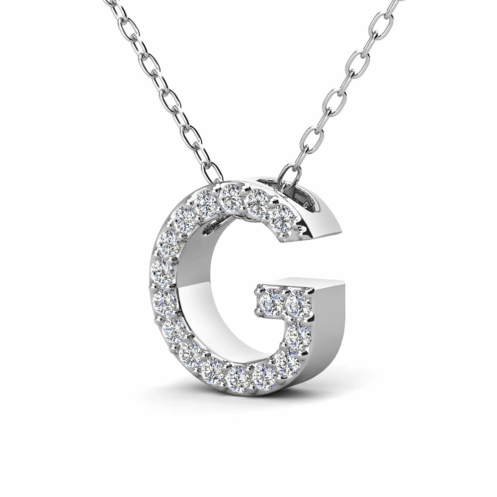 Ethereal Collection 18k White Gold Plated Initial Letter Pendant Necklace with Swarovski Crystals