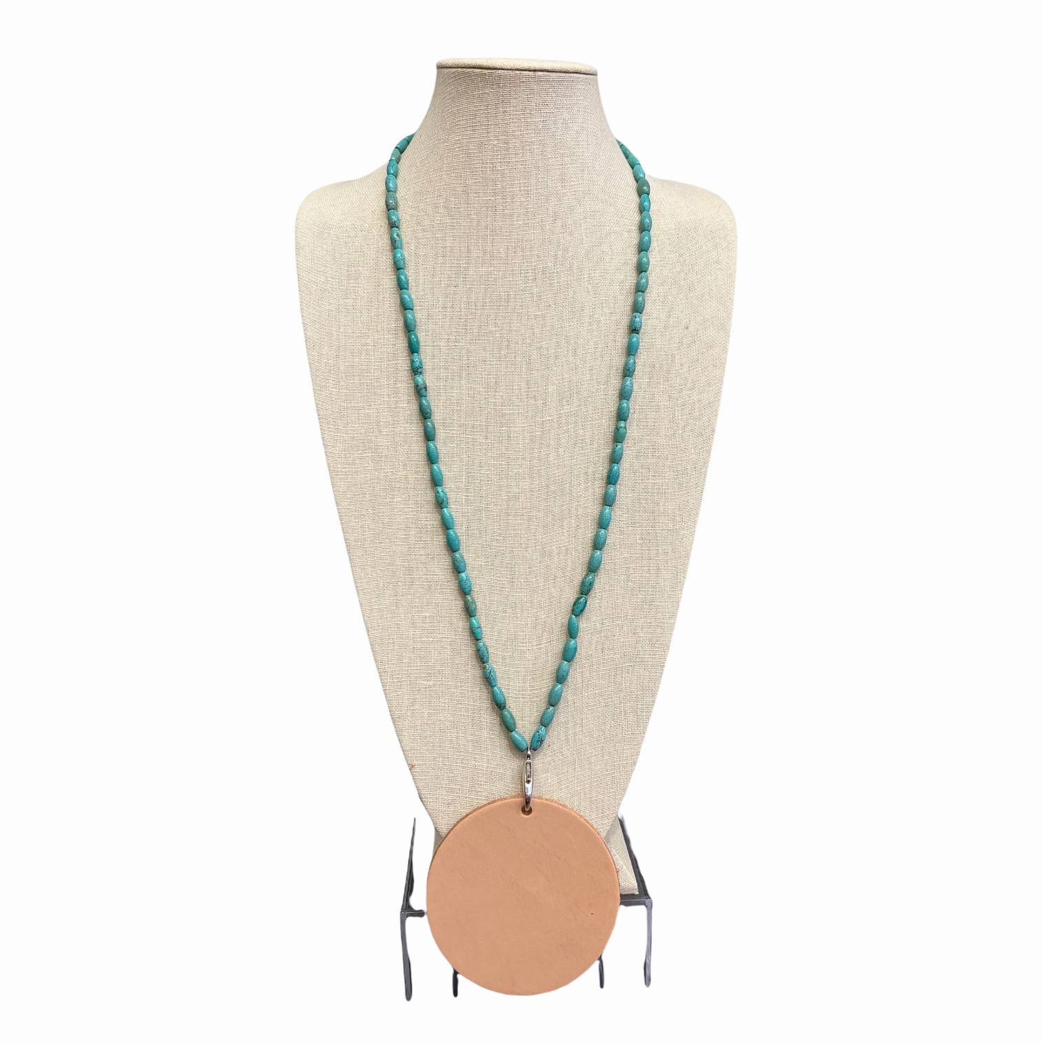 Faceted Turquoise Oval Beaded Badge Holder