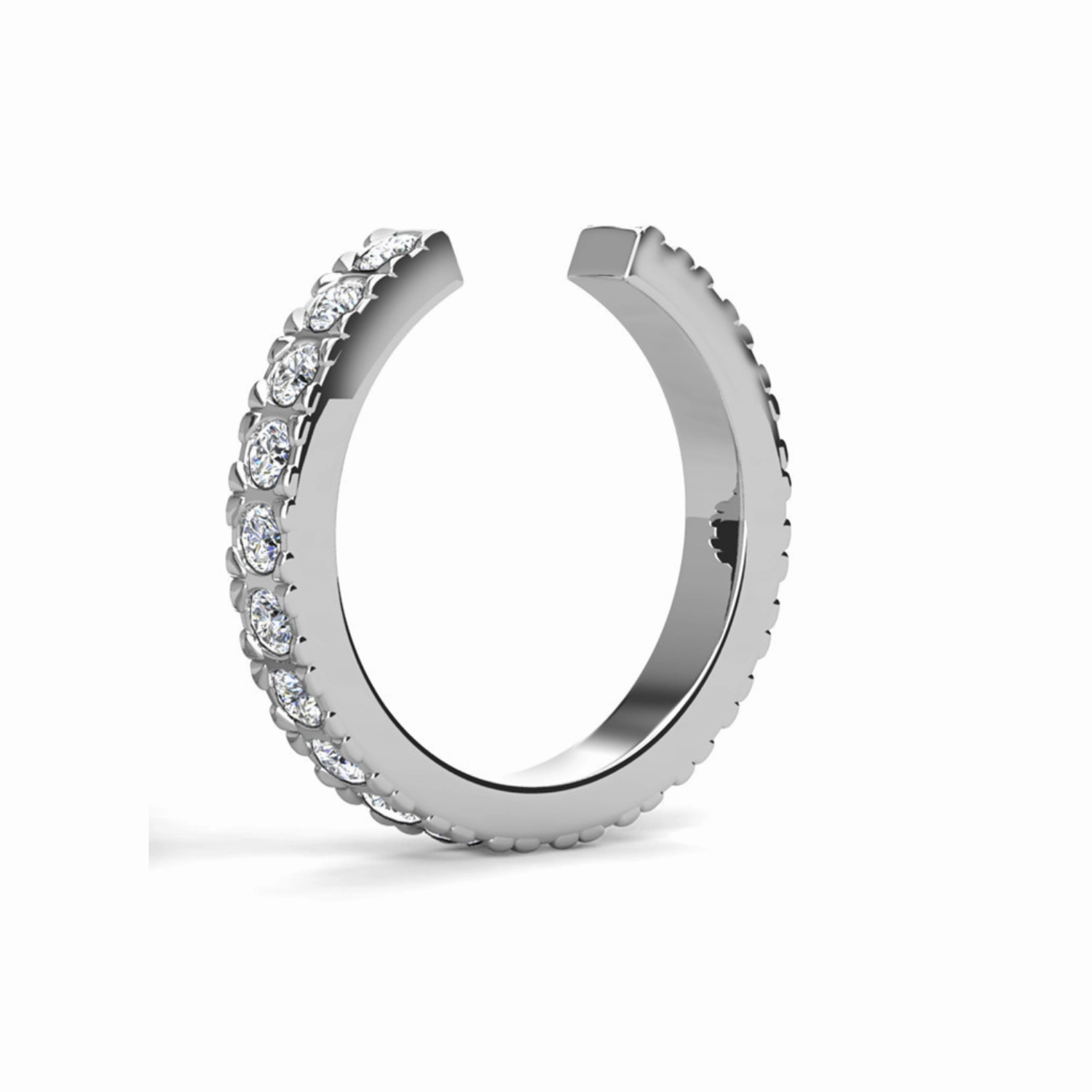 Gloria 18k White Gold Plated Hoop Ear Cuff with Swarovski Crystals