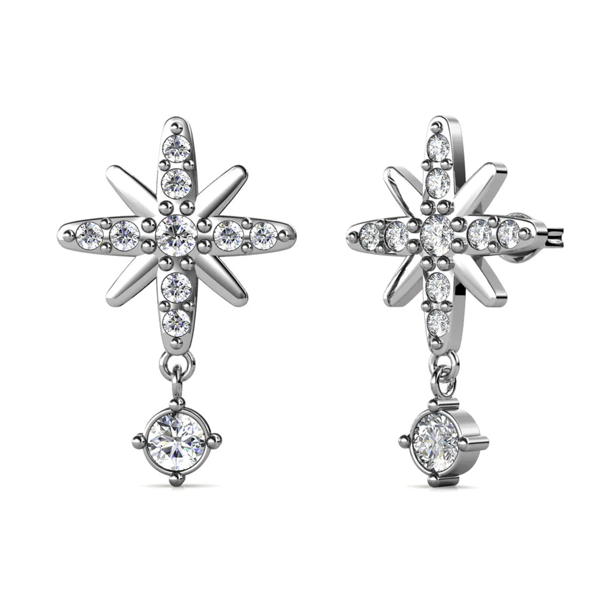 Harlow 18k White Gold Plated Silver Stud Drop Earrings with Swarovski Crystals