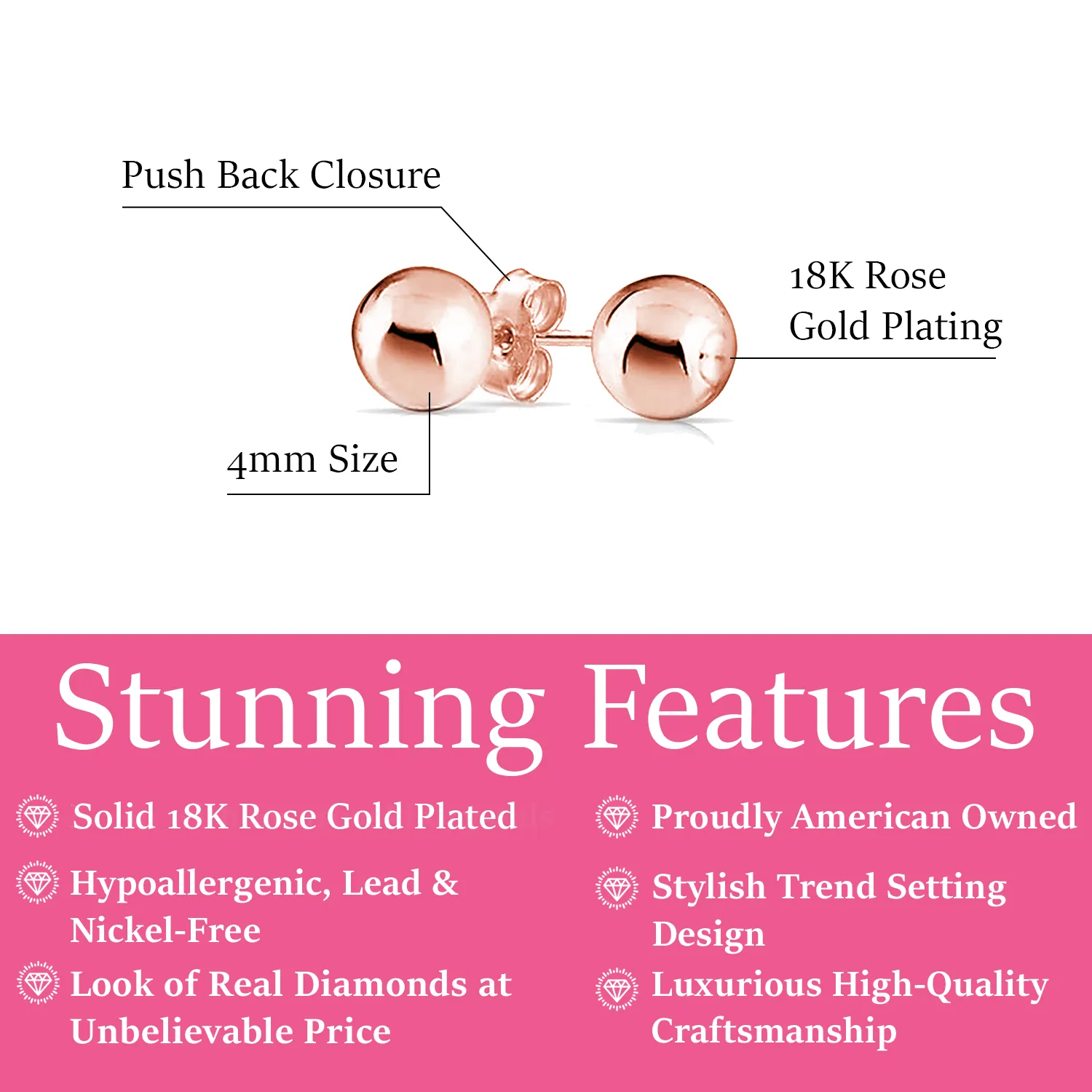Harper 18k White Gold Plated Sterling Silver Ball Stud Earrings