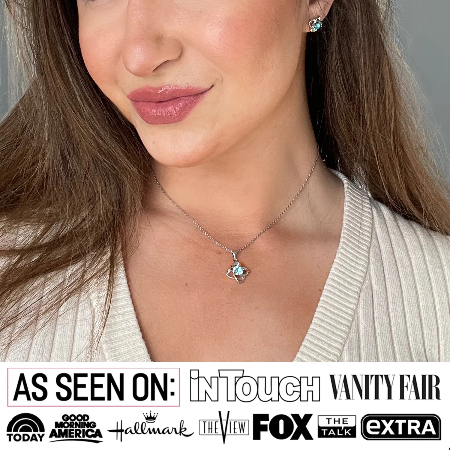 Infinity Birthstone 18k White Gold Plated Stud Earrings and Necklace Set with Swarovski Crystals