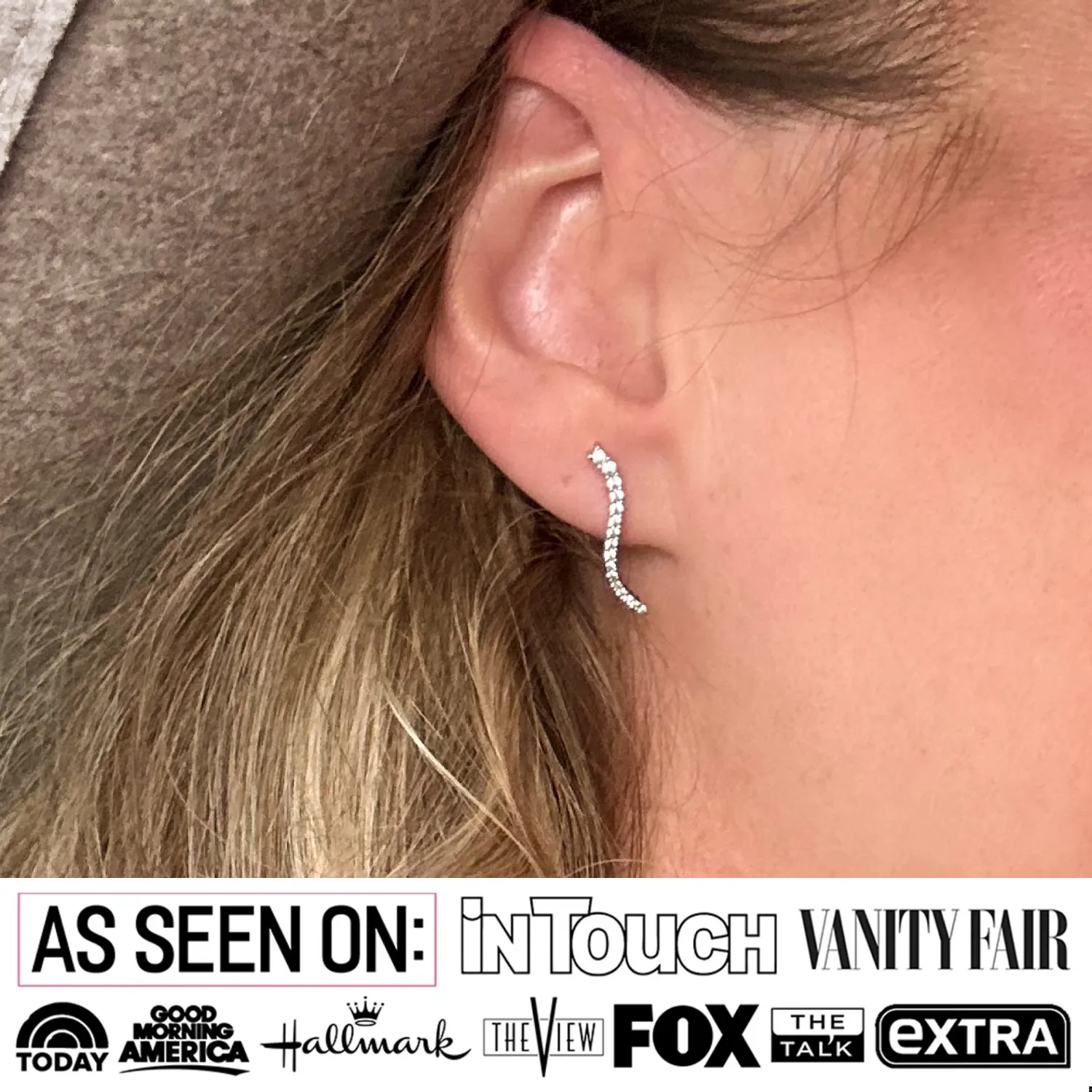 Isabella 18k White Gold Plated Sterling Silver Ear Climber Earrings with Simulated Diamond Crystals