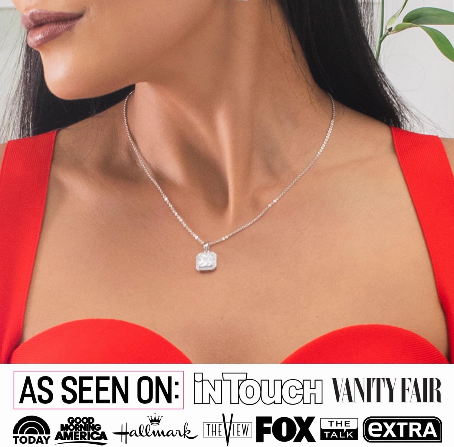 Ivy 18k White Gold Plated Halo Pendant Necklace with Simulated Diamond Crystals