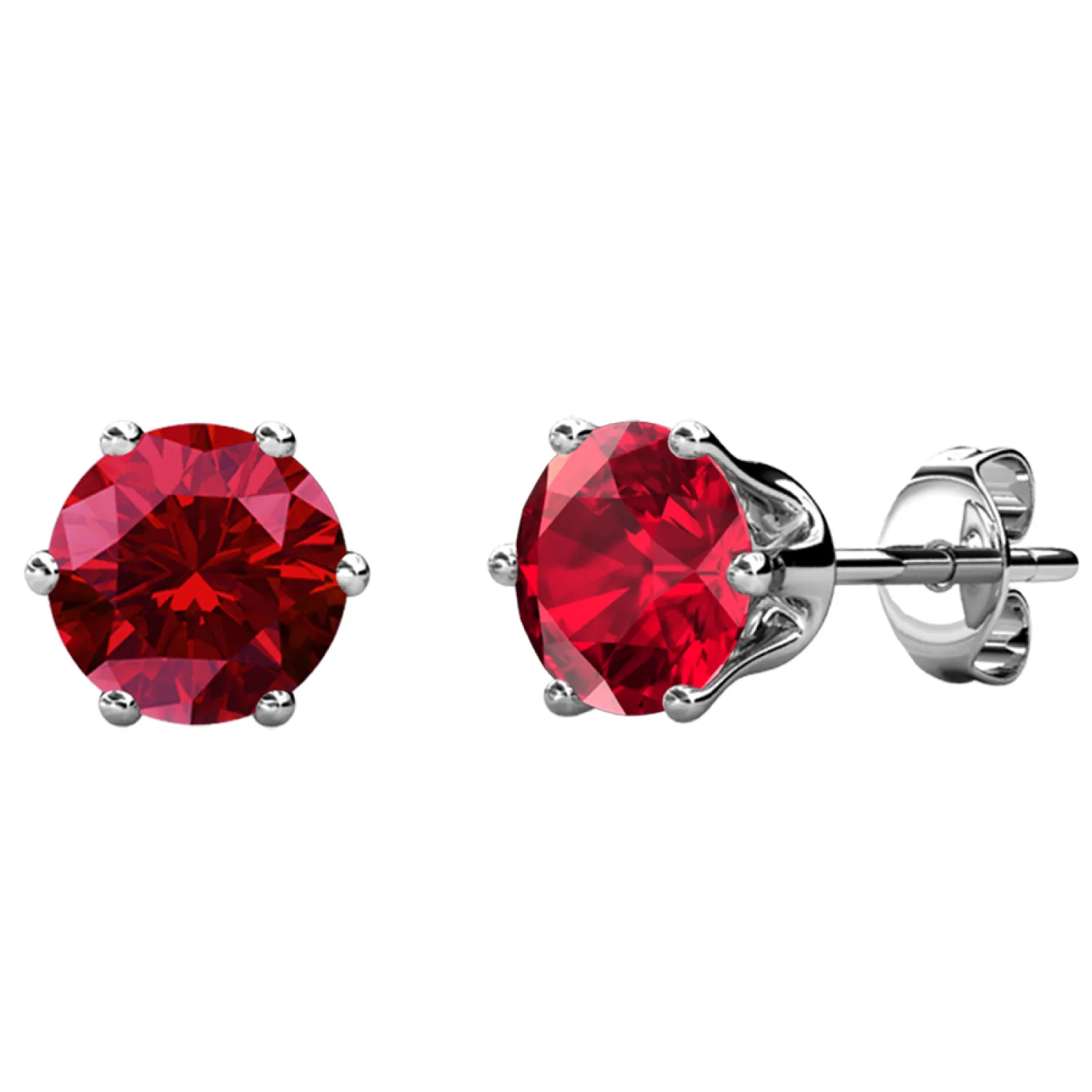 January Birthstone Garnet Earrings 18k White Gold Plated Stud Earrings with 1CT Swarovski Crystal