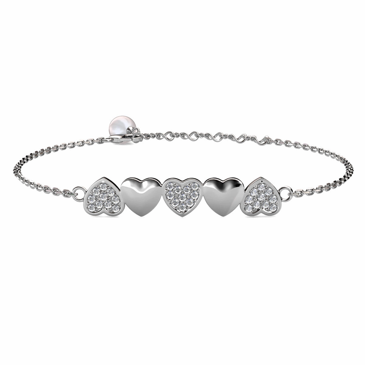 Juliette 18k White Gold Plated Heart Bracelet with Swarovski Crystals
