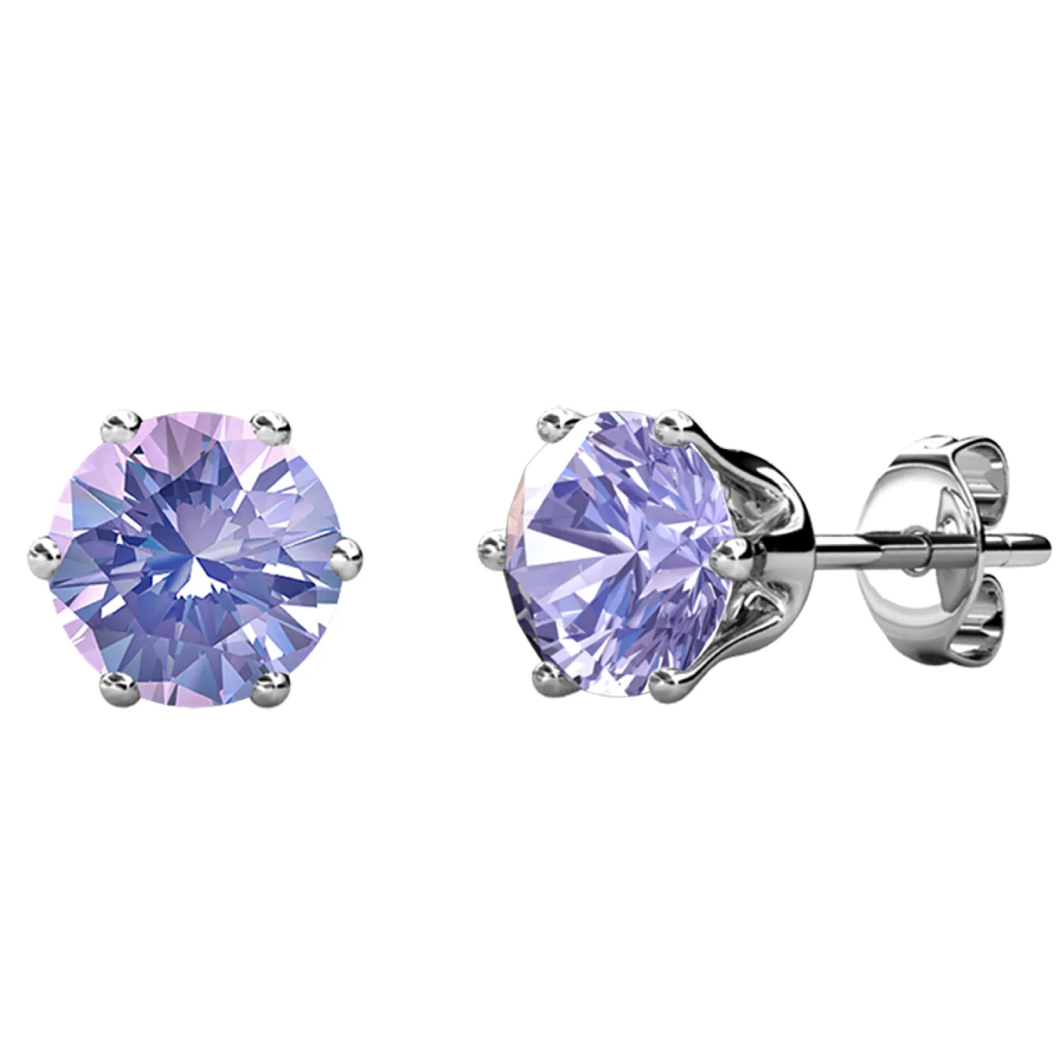 June Birthstone Alexandrite Earrings 18k White Gold Plated Stud Earrings with 1CT Swarovski Crystal