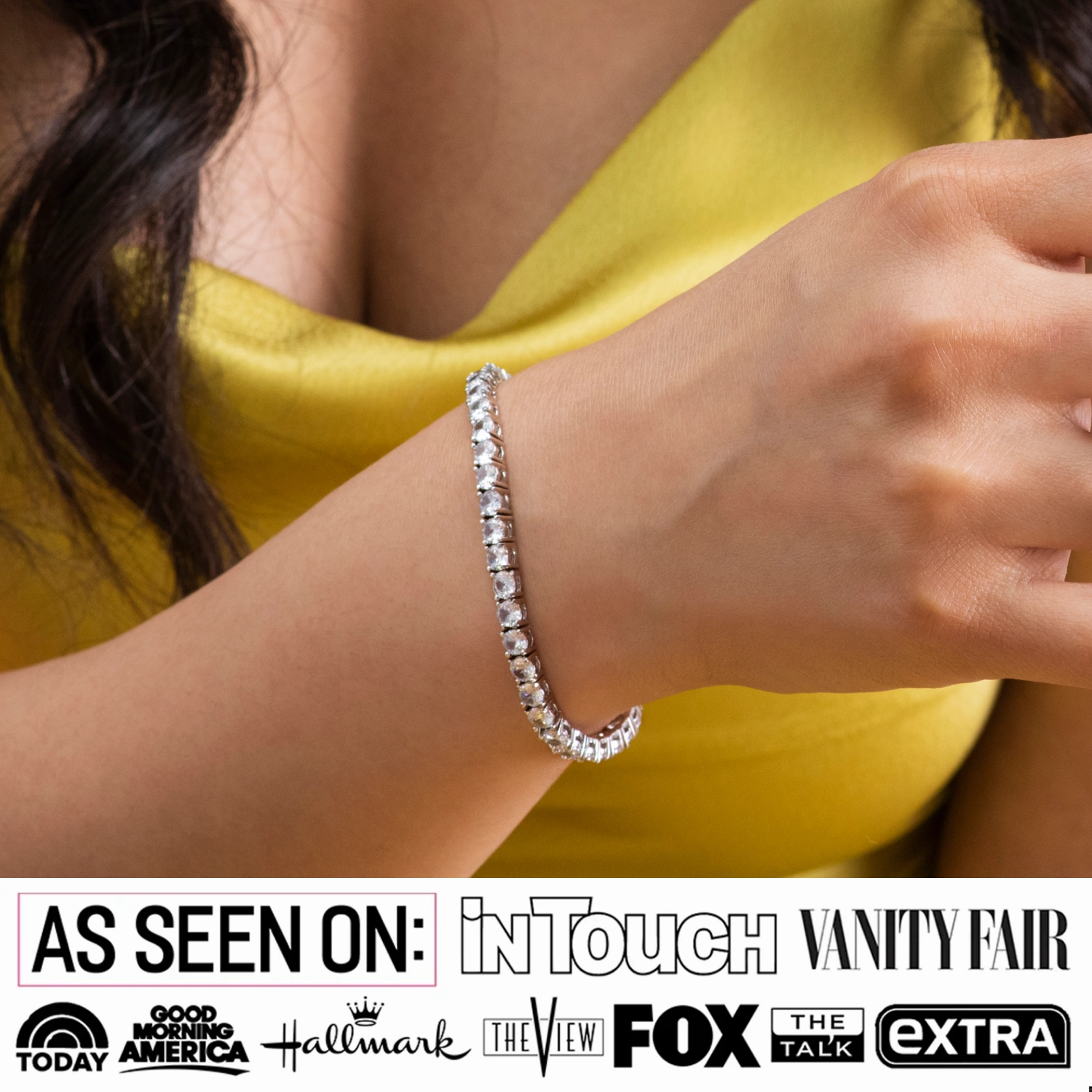 Kaylee 18k White Gold Plated Tennis Bracelet with Simulated Diamond Crystals