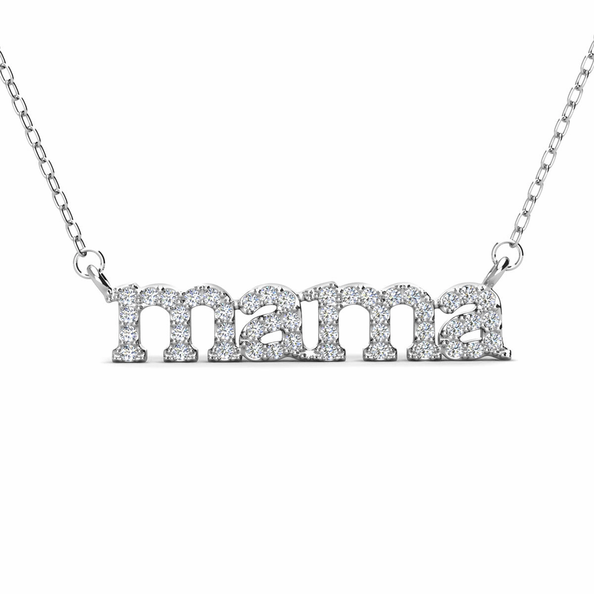 Kelly 18k White Gold Plated Mama Necklace with Swarovski Crystals