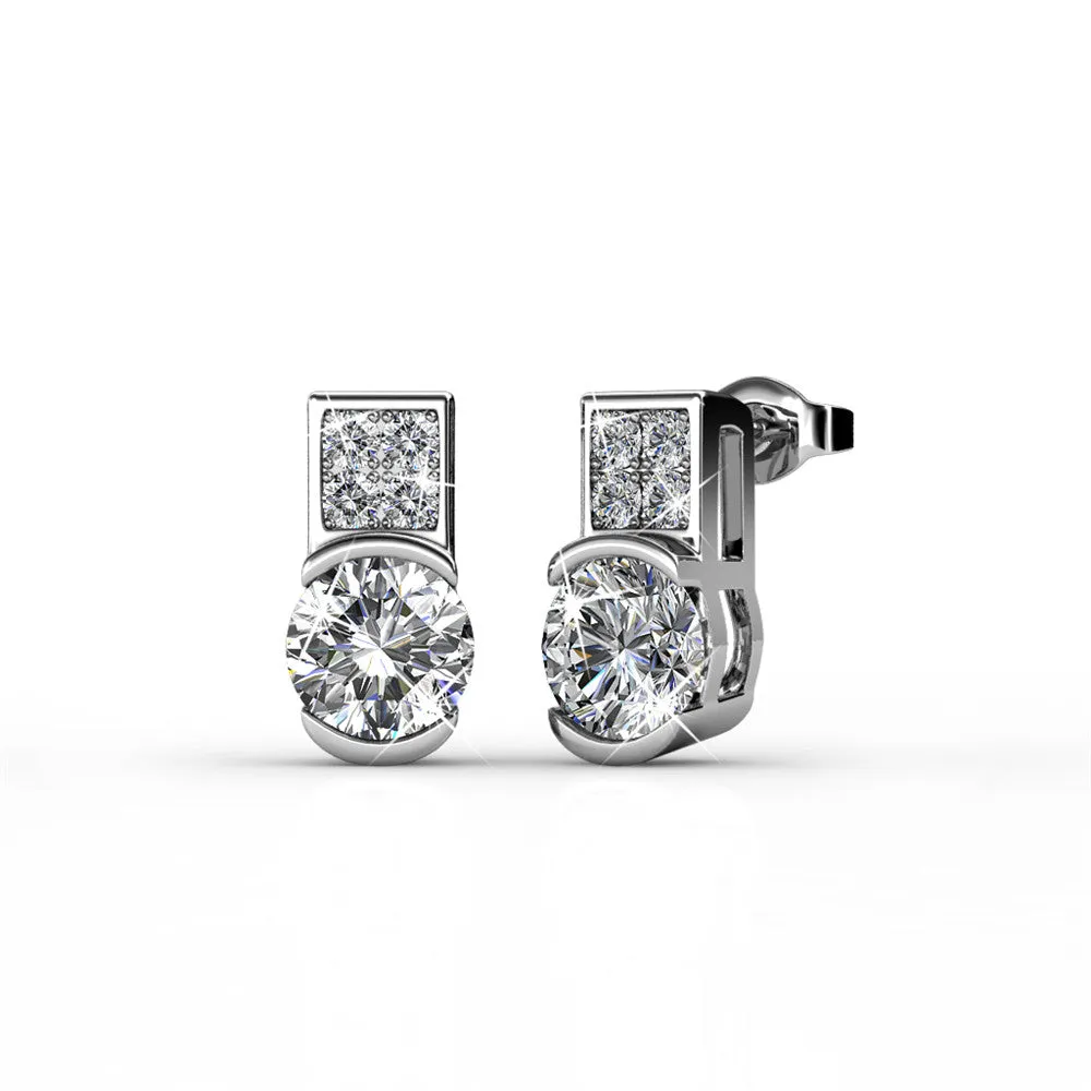 Laya 18k White Gold Plated Stud Earrings with Swarovski Crystals  Final Sale