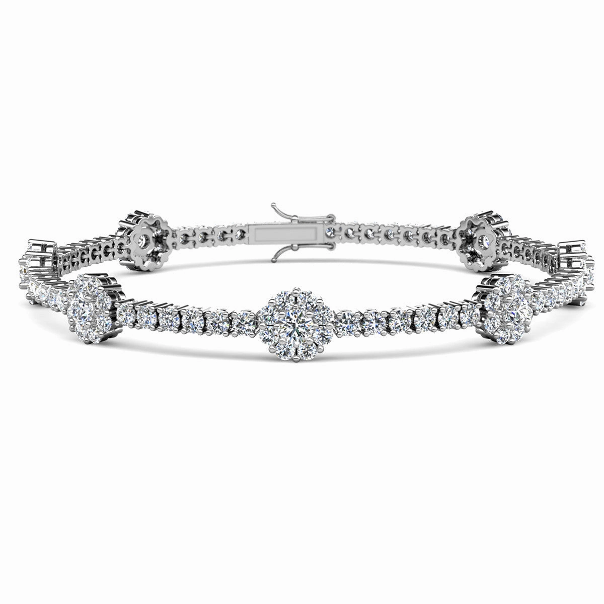 Leah 18k White Gold Plated Tennis Bracelet with Simulated Diamond Crystals