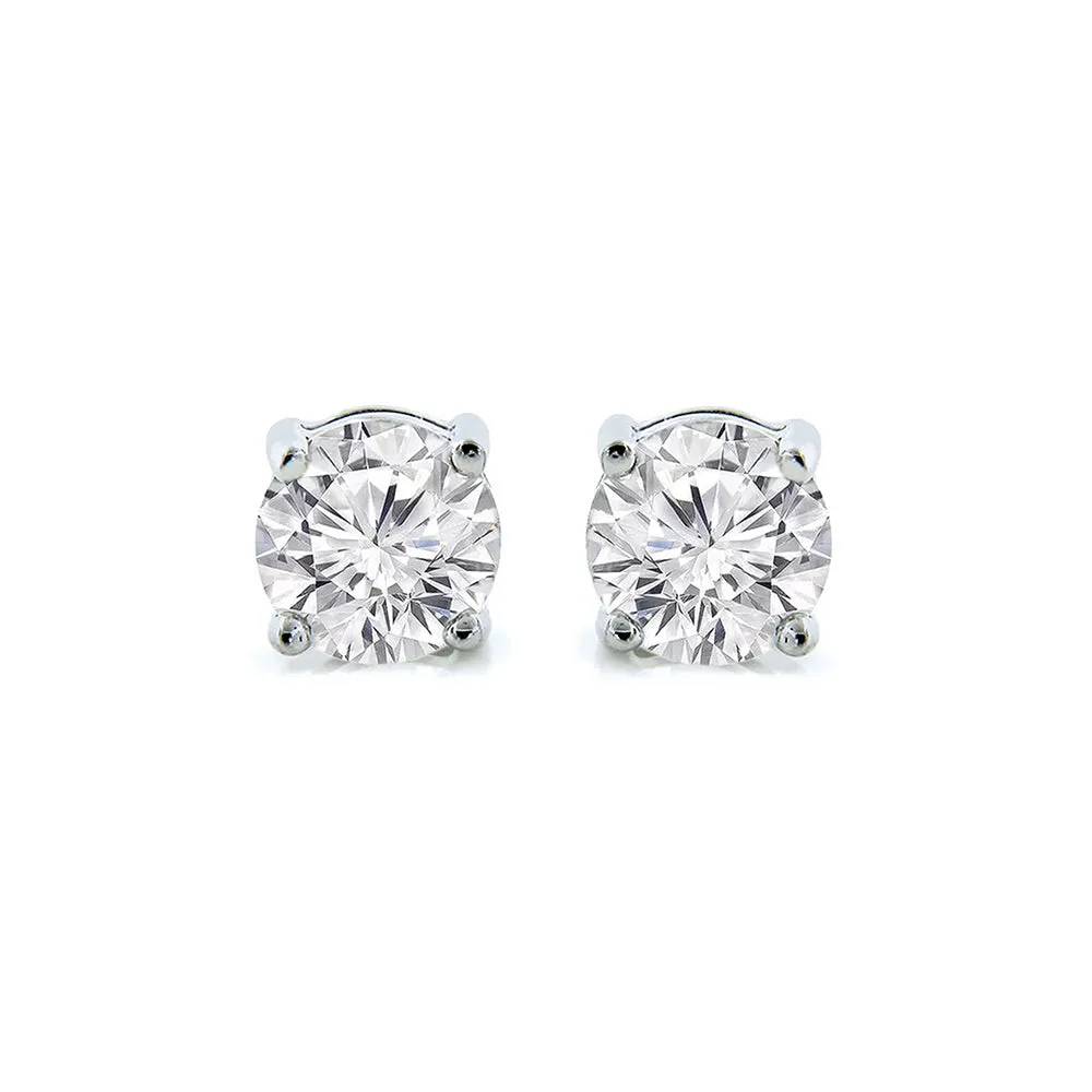 Magnolia 1Ct Sterling Silver Stud Earrings with Simulated Diamond Crystals  Final Sale
