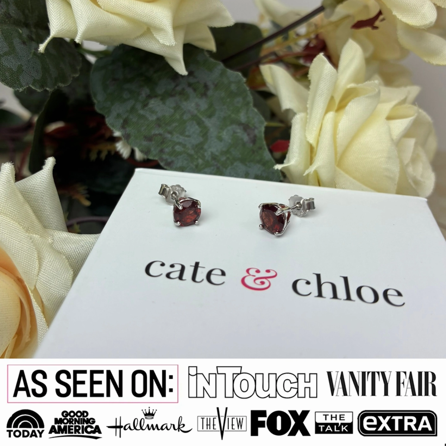 Magnolia 18k White Gold Plated Solitaire Stud Earrings with 1ct Simulated Diamond Crystals