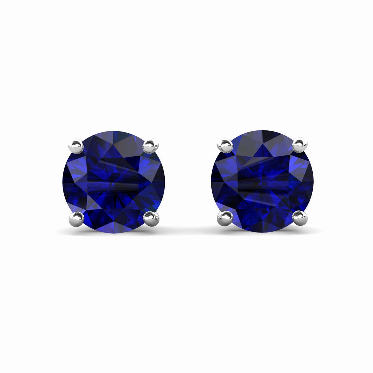 Magnolia 18k White Gold Plated Solitaire Stud Earrings with 1ct Simulated Diamond Crystals