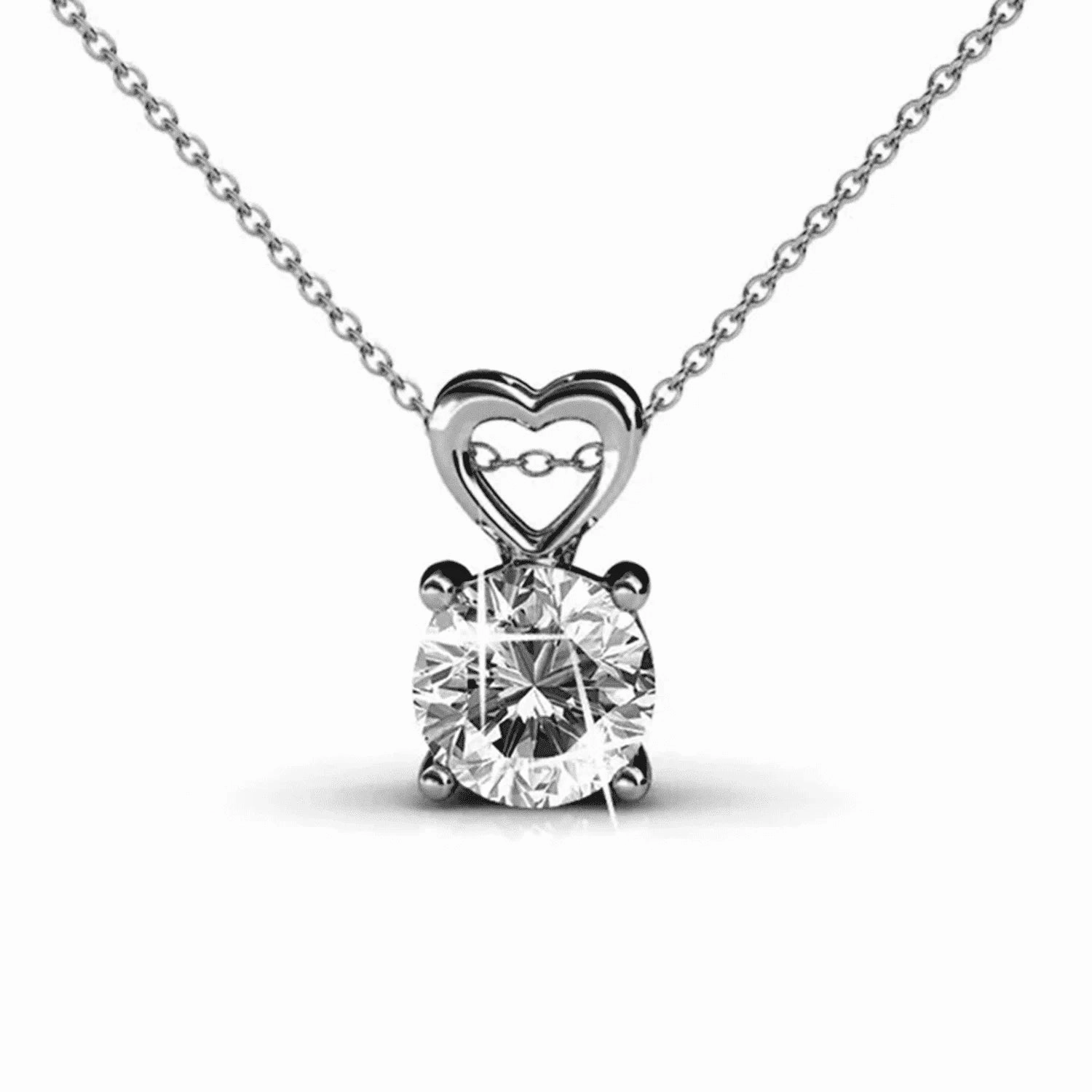 Marian 18k White Gold Plated Heart Pendant Necklace with Swarovski Crystal