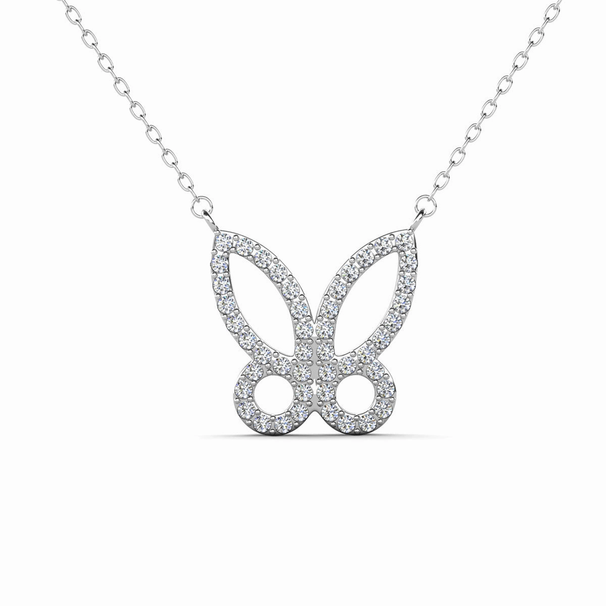 Maxine 18k White Gold Plated Butterfly Necklace with Swarovski Crystals