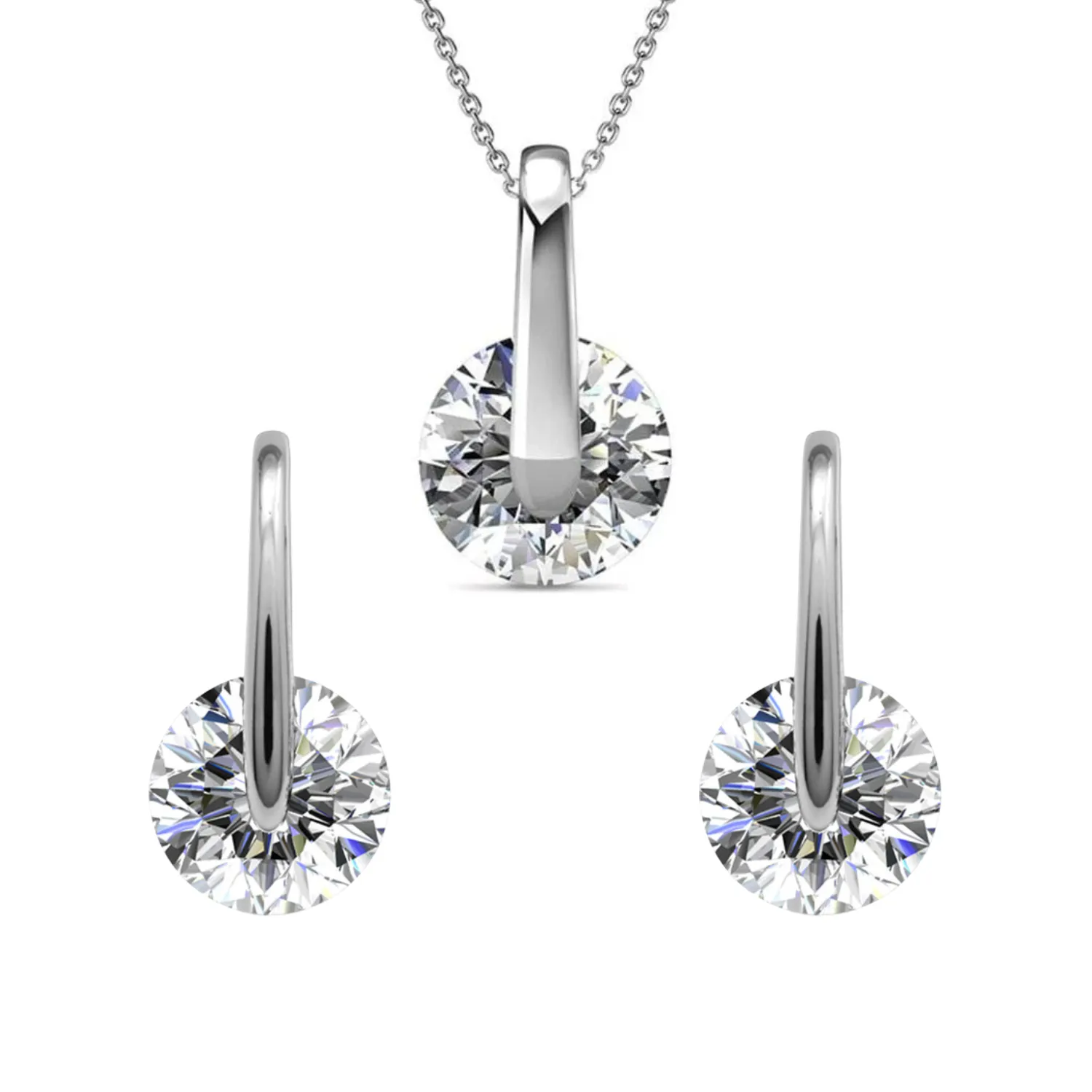 McKayla 18k White Gold Plated Necklace and Earrings Jewelry Set with Swarovski Crystals