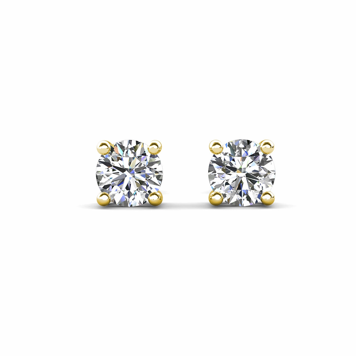 Mia 18k White Gold Plated Sterling Silver Stud Earrings with Simulated Diamond Crystals