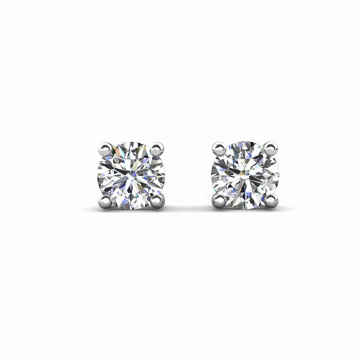 Mia 18k White Gold Plated Sterling Silver Stud Earrings with Simulated Diamond Crystals