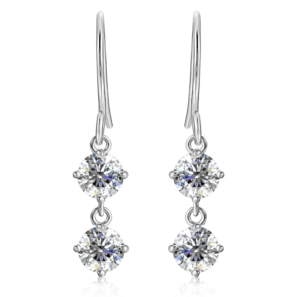 Moissanite by Cate & Chloe Talia 18k Gold Plated 925 Sterling Silver Dangle Earrings 2tcw