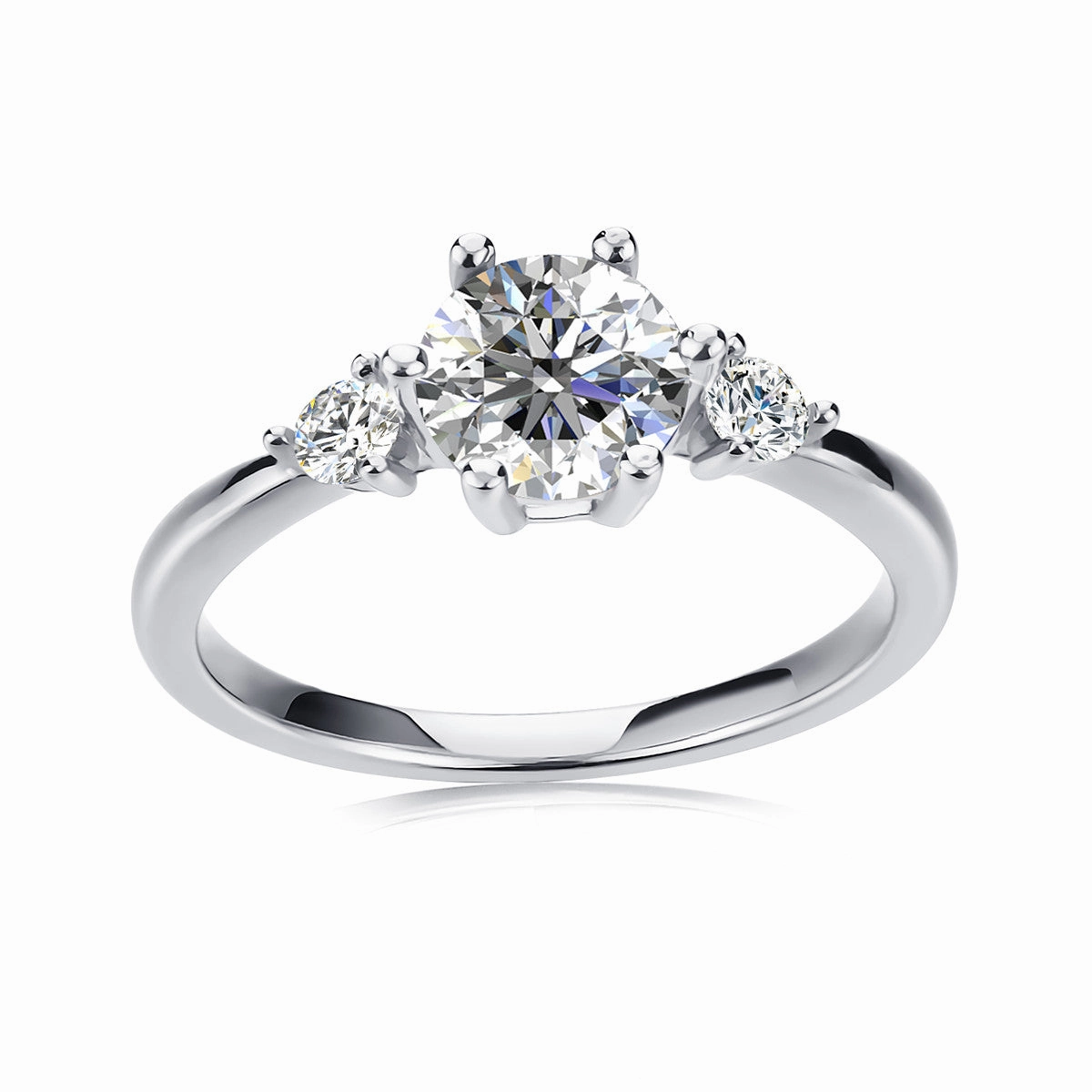 Moissanite by Cate & Chloe Sarah 1tcw Round Cut 925 Sterling Silver 18K White Gold Plated Engagement Ring