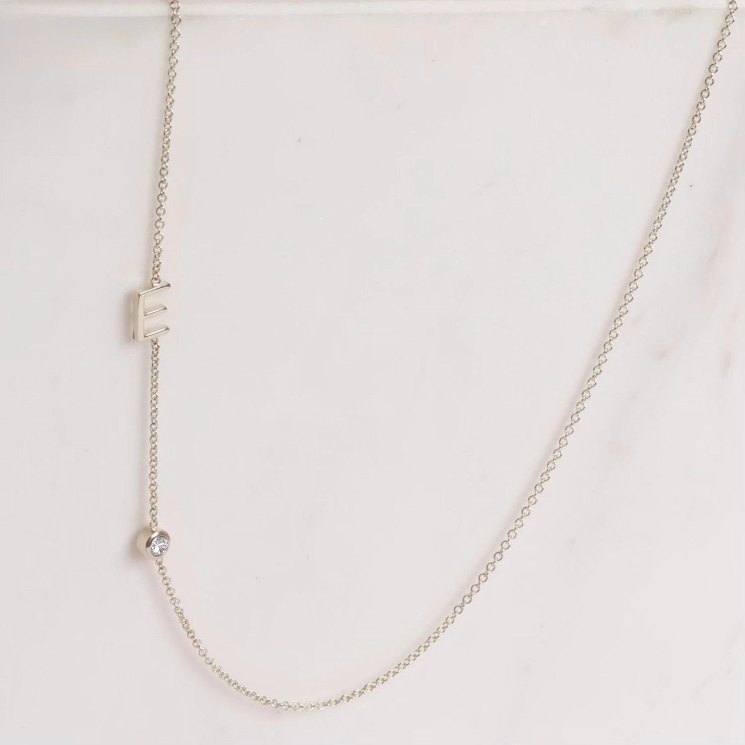 Monogram Necklace with Diamond White Gold