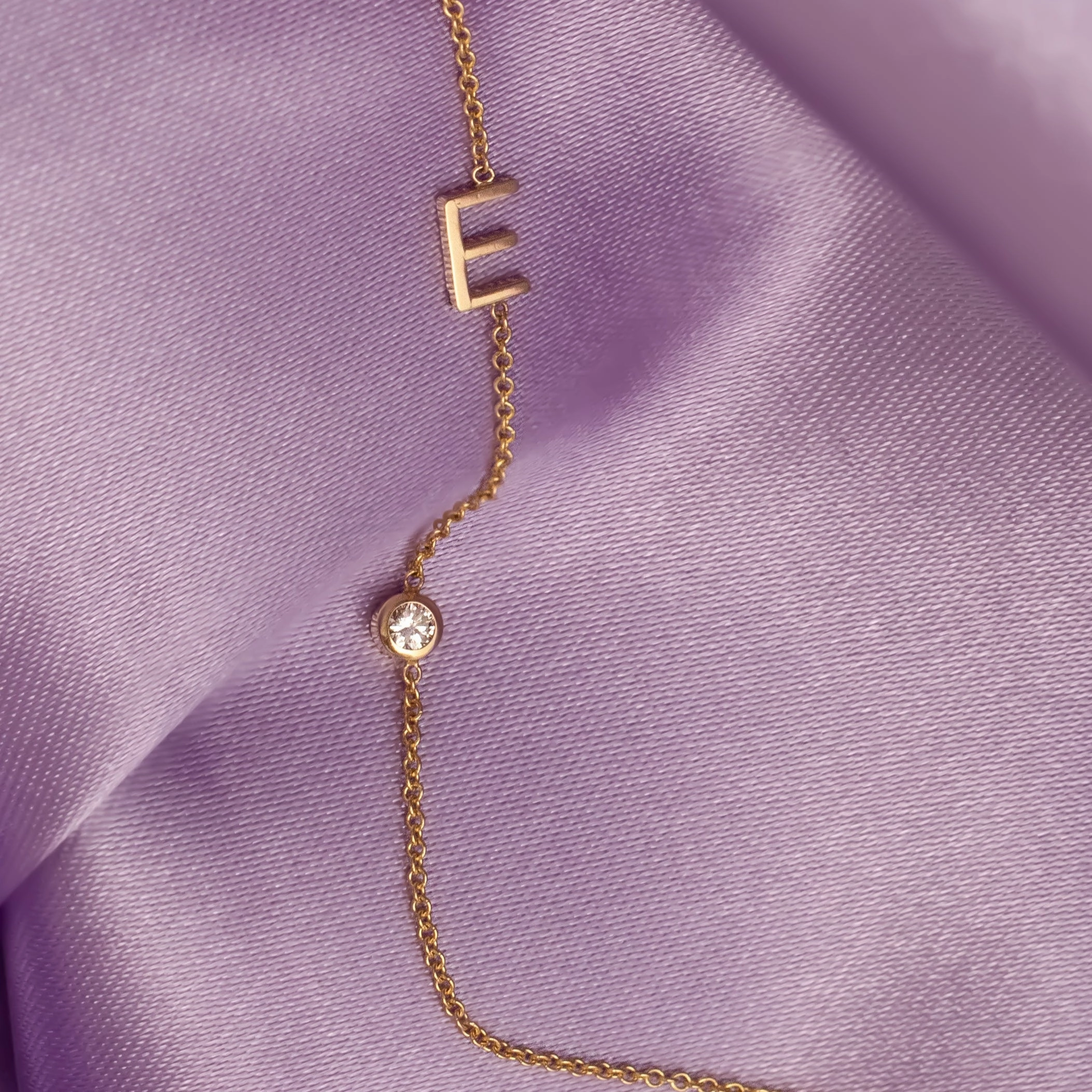 Monogram Necklace with Diamond Yellow Gold