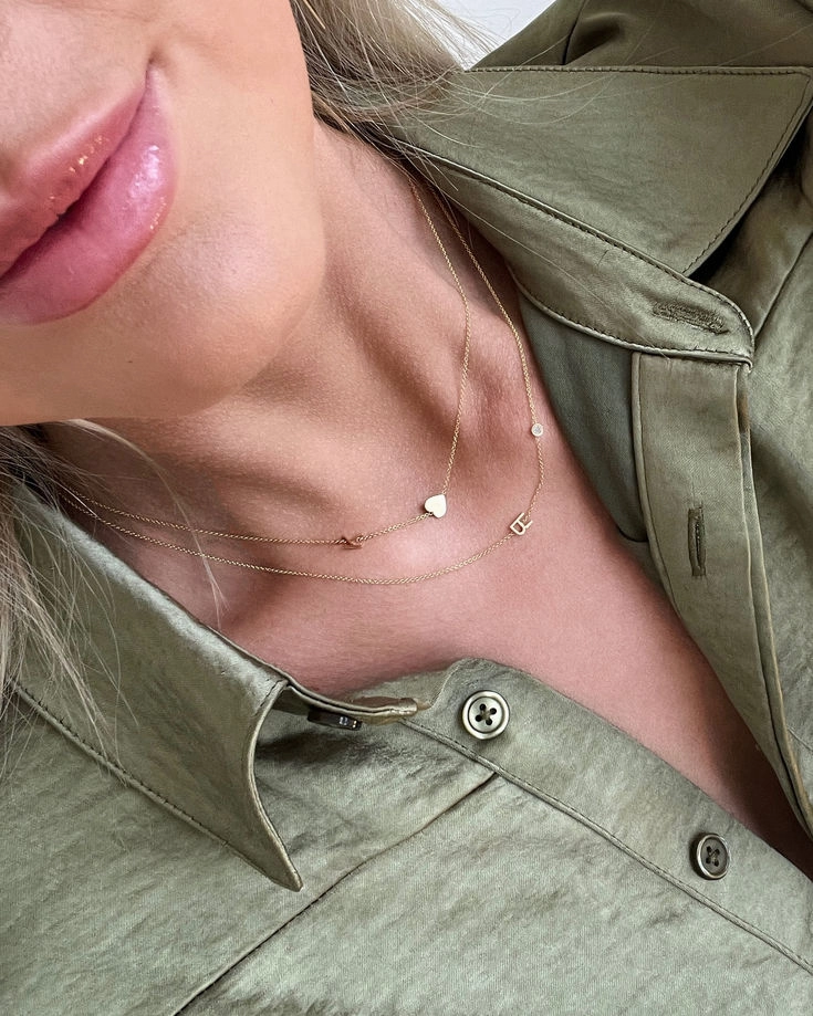 Monogram Necklace with Diamond Yellow Gold