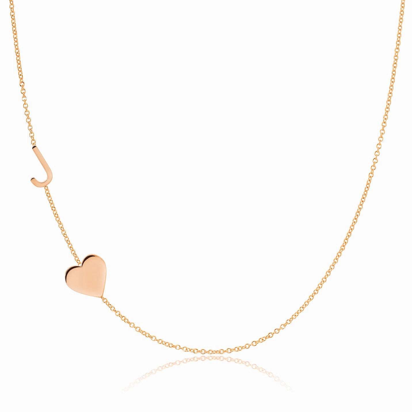 Monogram Necklace with Heart Rose Gold