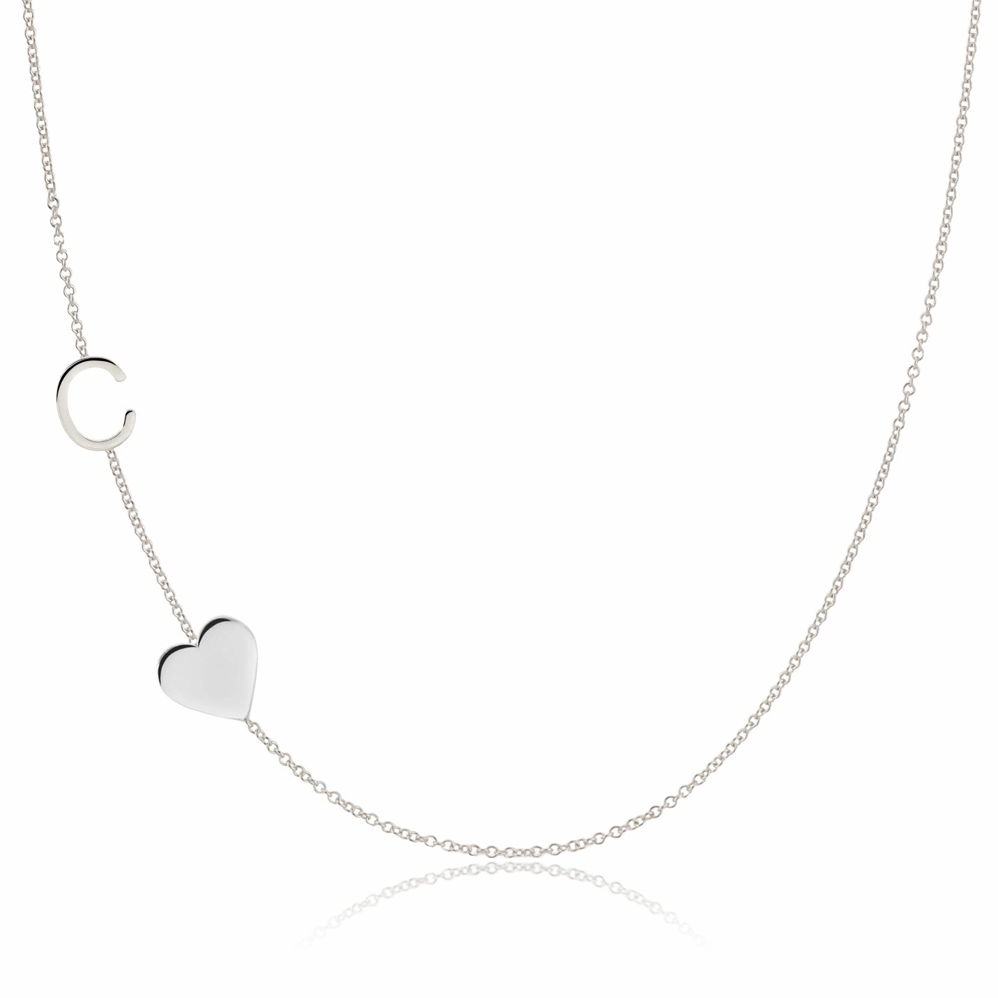 Monogram Necklace with Heart White Gold